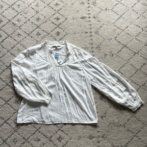 NWT, White Loft blouse with detailed sleeves